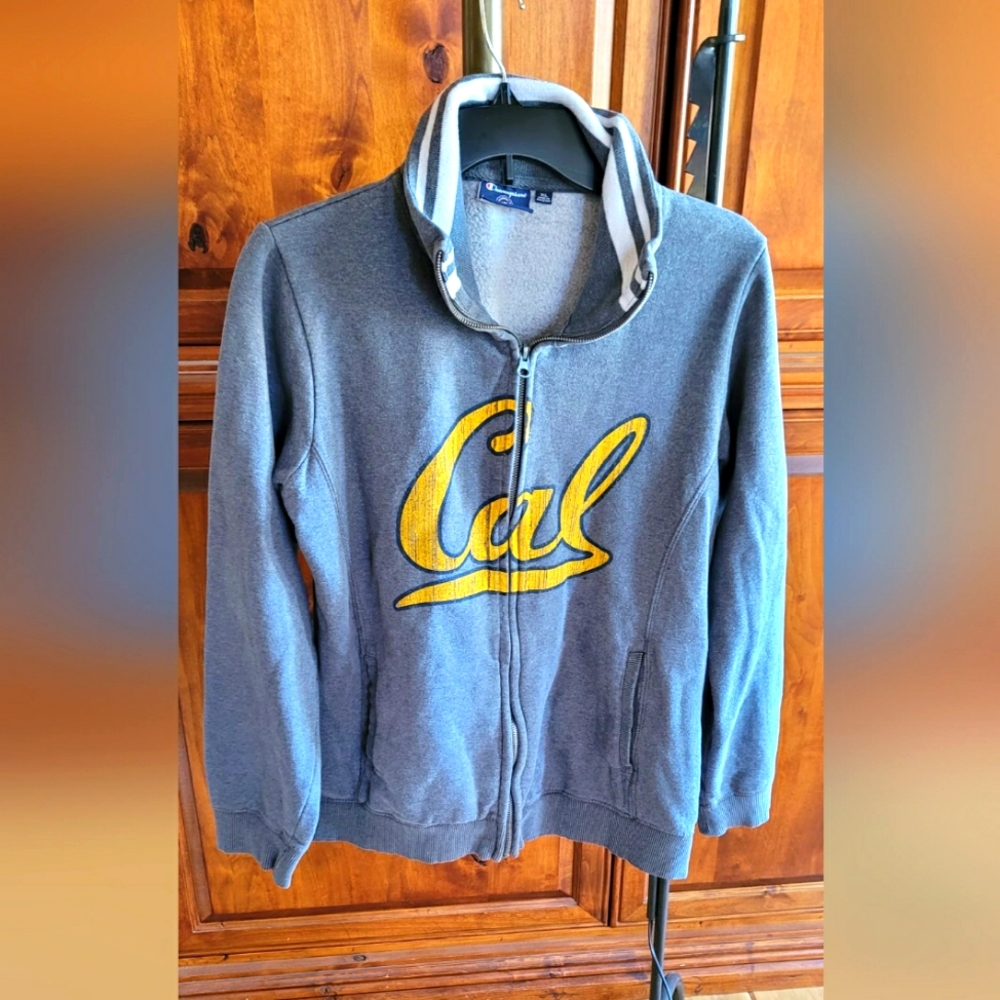 CAL Berkeley Vintage Championship Gray Zip Up jacket Sweater coat Women XL Men L